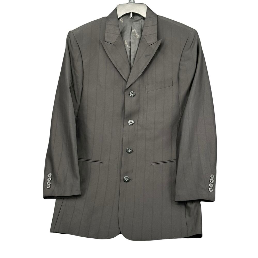 Falcone Suit Jacket Mens 36R Black Pinstripe Sport Coat Blazer‎ Business Church
